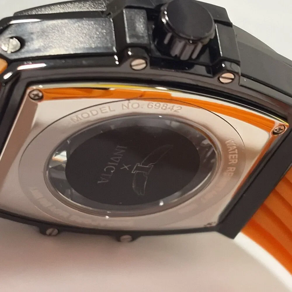 Invicta S1 Rally I Mens WATCH Black Skeleton Dial Orange Silicon Quartz69842 New